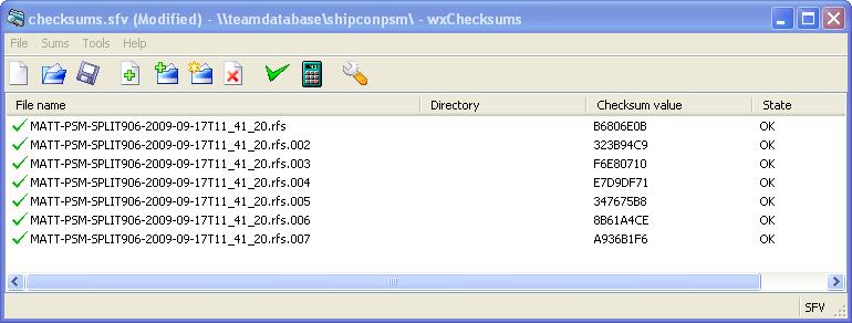 sfv file you created with wxchecksums Receiver After you have received your