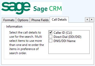 Application Support The call information that is used to search for matching records can be configured.