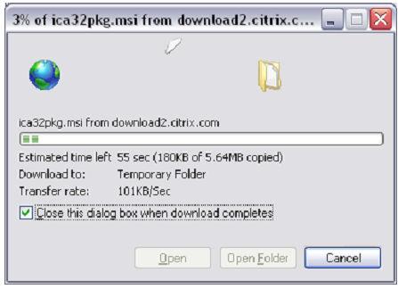 Installing the Citrix client This will begin the