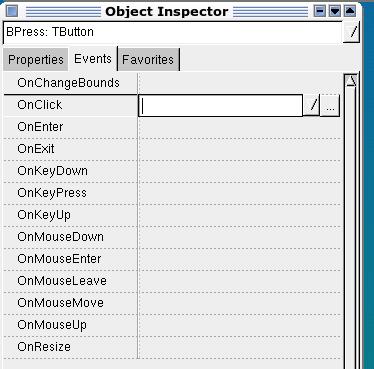 Figure 4: Events in the object inspector So, is it necessary to create event handlers and connect them to the necessary variables or properties? No. The IDE does all this.