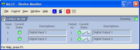 4 Using the U-PAD2 Clarity Hardware 4.4 Device Monitor The Device Monitor window can be invoked by the Monitor - Device Monitor command from the Instrument window or using the Device Monitor icon.