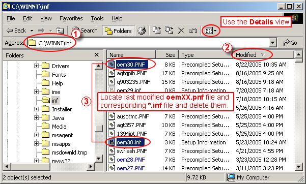 5 Troubleshooting Clarity Hardware Sort the files according to Modified column 2 and locate the last modified *.PNF file 3. Also locate the corresponding *.