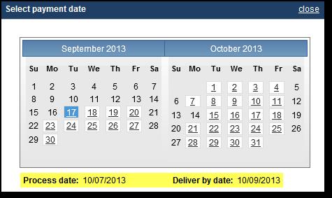 Payment Date Calendar Select the payment