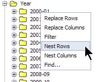 The nested category appears in the display as sublevels within the row or column category. Or 1.