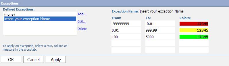 Select the exception in the Defined Exceptions list and click Edit.