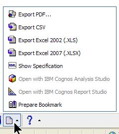 You can export data in Excel, PDF format (Adobe Acrobat) or in comma separated value (.csv) file format.