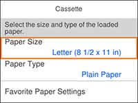 Parent topic: Loading Paper Selecting the Paper Settings - Control Panel You can change the default paper size and paper type for each source using the control panel on the product. 1.