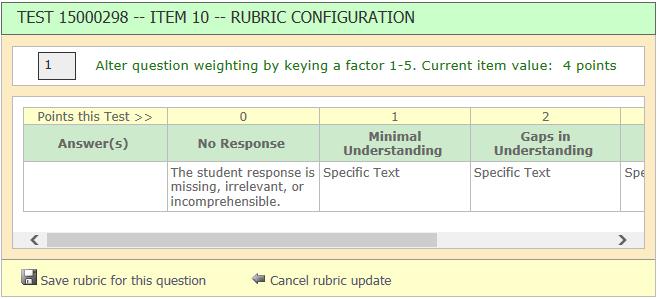 If the rubric meets your needs for this item, click the link at the bottom titled Confirm rubric selection for this question.