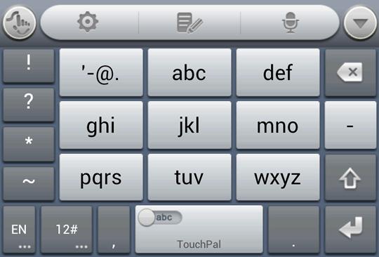 12-Key PhonePad Touch a key repeatedly until the desired letter or symbol appears. If word prediction is enabled ( CooTek T+ ), just touch the keys once and choose the right word.