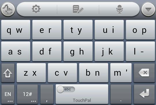 If word prediction is enabled ( TouchPal Curve ), just touch the keys and choose the right word. You can use TouchPal Curve to trace words on the Full QWERTY TouchPal keyboard.