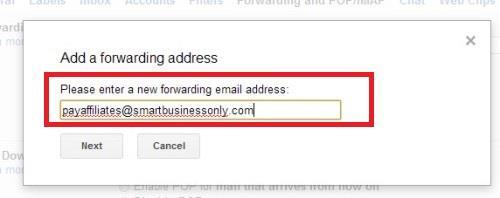 Under the section called "Forwarding", click on Add a forwarding address or click on "New