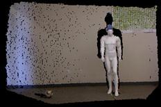 Histogram for the mannequin on the left is solid blue; right is dashed red. Dynamic Time Warping addresses such local deformations. 3.