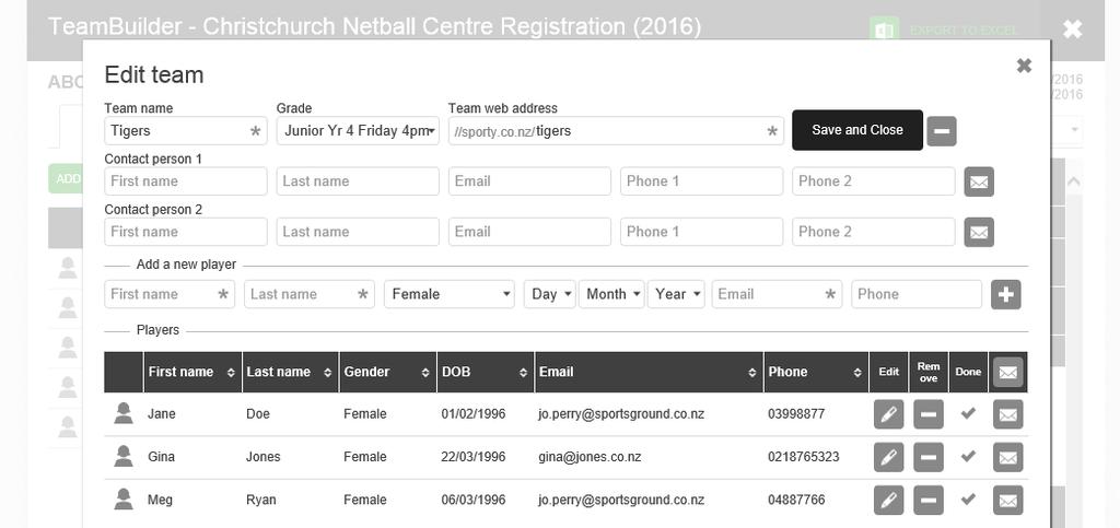 1 View your full database of players (a) Login to the page for your club on the Sporty platform and click the Online