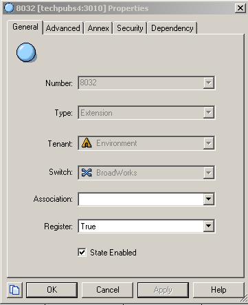 Chapter 3: SIP Server Integration with BroadWorks Configuring BroadWorks DN Objects Figure 79: Creating an Extension DN: Sample Configuration 3. Click the Annex tab. 4. Create a section named TServer.