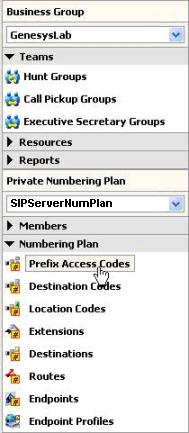 Chapter 1: SIP Server Integration with Siemens OpenScape Voice Configuring OpenScape Voice Procedure: Configuring SIP Server Prefix Access Codes Purpose: To configure Prefix Access Codes that SIP