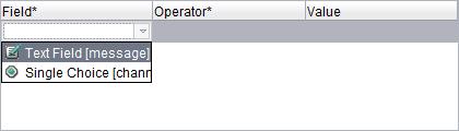 In the Operator column, you can specify the logical operator for the condition. This is then applied to the reference value specified in the Value column.