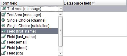 In the Data Source Field you can select a field from the data source into which the value from the form should be saved.