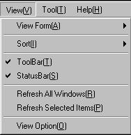 View View Form...Determines how the files in the File List window are displayed. Select Icon or List. Sort (Arrange)...Determines how the Files in the List are arranged.