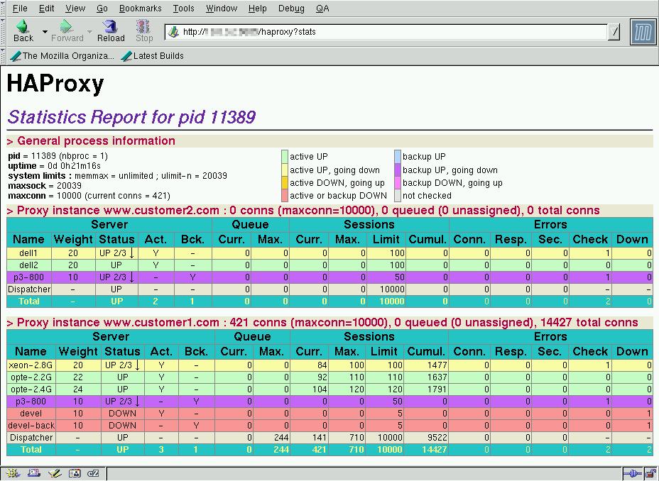 Reports System Overview The System Overview gives a real time look at the status of each load balanced service. It also shows real time load and performance statistics.