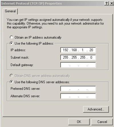 6. Fill in the virtual server IP address e.g. 192.168.1.20 and the subnet mask 7.