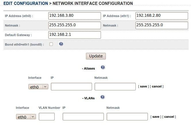 Network Interface Configuration Depending on the type of appliance you are using you may have either 2 or 4 network ports.