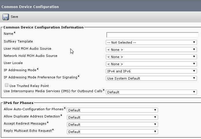 IP CUCM Common Device Configuration SIP Trunks The Common Device Configuration is a configuration template that can be applied to Phones and Trunks.