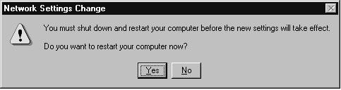 computer and the Splash printer are located, then click OK. A message appears. 9. Click Yes. Windows NT restarts.