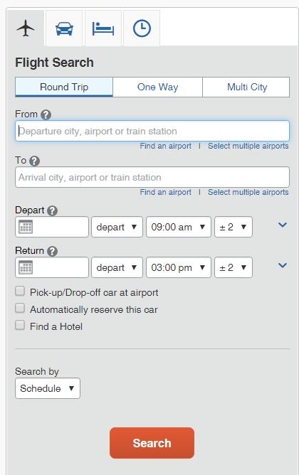 Book Airfare Step 1: On the Flight tab of the Travel page, select one of the following options: Round Trip/ One Way / Multi-Segment Step 2: In the Departure City and Arrival City fields, enter the