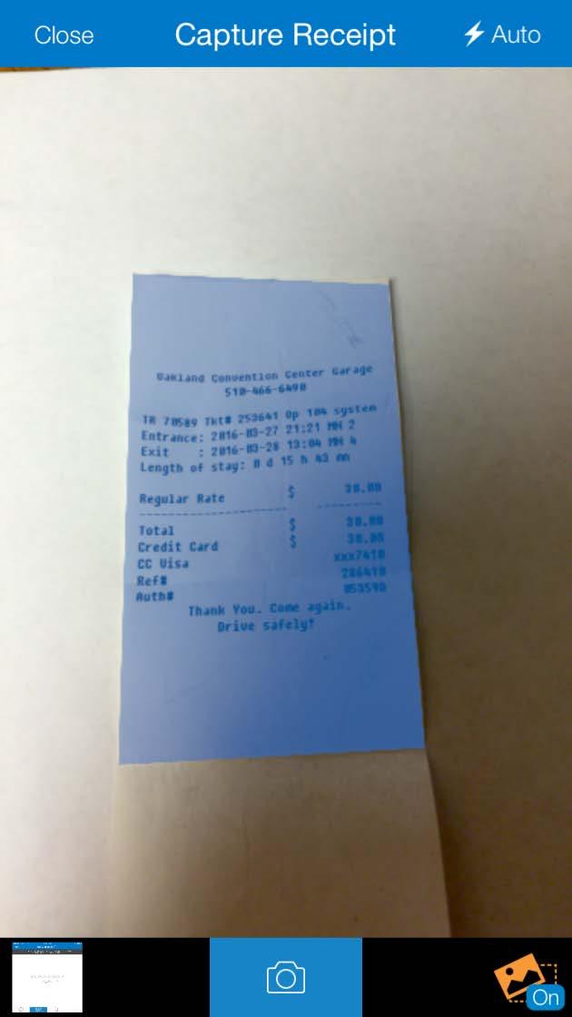 Step 3: Take picture of receipt by capturing a clear