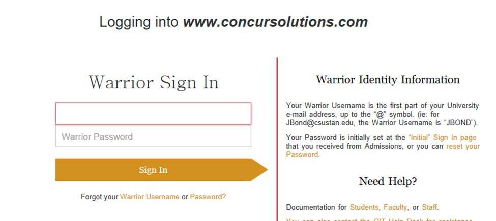 Enter your Warrior User Name and