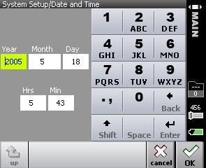 Setting the Date and Time 19 Setting the Date and Time 1. Scroll down, and then tap Date and Time. 2. Using the virtual keypad, tap the date and time values, and then tap ok.