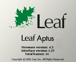 Viewing the Leaf Aptus Version Information 67 Viewing the Leaf Aptus Version