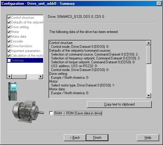 Commissioning The basic commissioning wizard ends with the following dialog: To complete basic commissioning, the motor data identification, selected during basic commissioning must be performed via