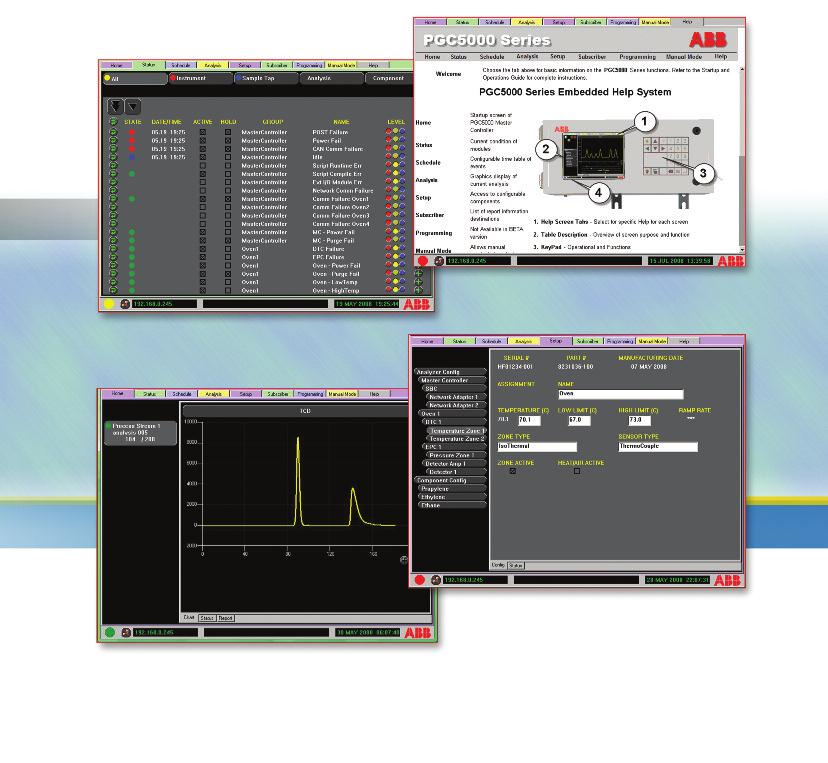 The Model PGC5000A Master Controller Is Informative! In the Home tab, see real time status of the Analyzer s health and external communications.
