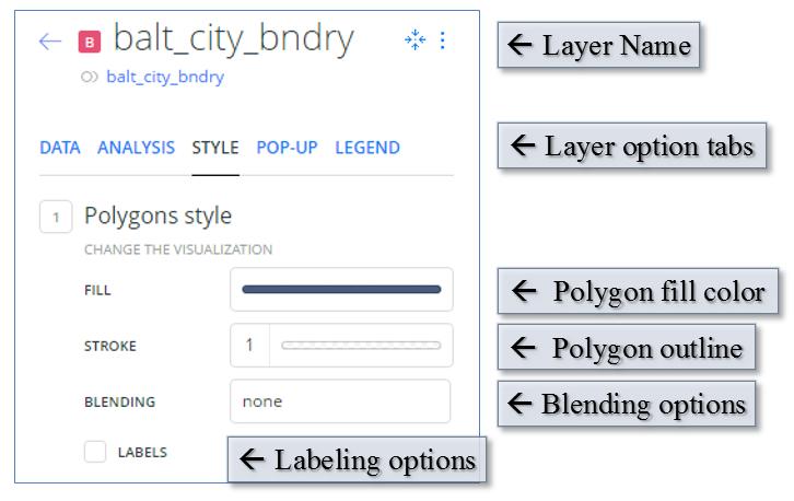 6) Now click the STYLE tab. 7) You will make the city boundary hollow with an outline.