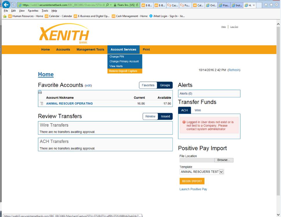 Open the Xenith Bank website: www.xenithbank.