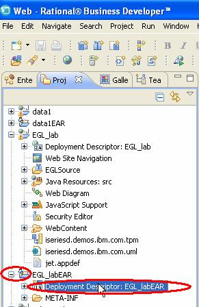 Right click the EGL_labEAR file, this file is automatically created for web projects.