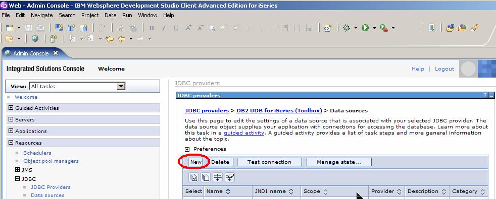 EGL project We use jdbc/mydata in the hands on lab (the picture shows a