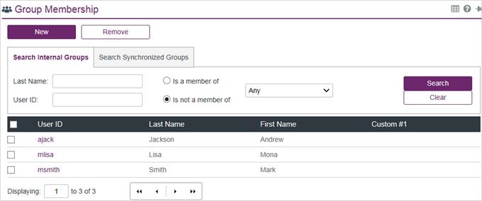 Group Membership 6 GROUPS This module is used to display all members of a group or to modify the memberships of one or more users.