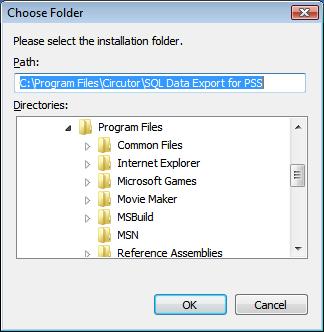 Selection dialogue for the new installation folder Once the application destination directory has been entered you may pass on to the next screen by pressing the Next button.