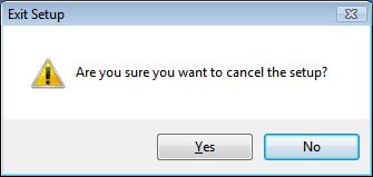 If you choose this option a confirmation message as follows will appear: Confirmation message for quitting the installation If you choose No the installation will continue from the point where it was
