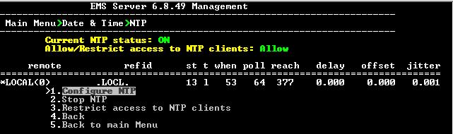 EMS and SEM 10.7.1 NTP Network Time Protocol (NTP) is used to synchronize the time and date of the EMS server (and all its components) with other devices in the IP network.