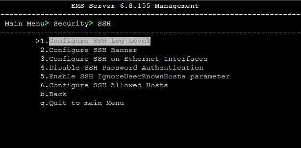 IOM Manual 10. EMS Server Manager 10.8.2 SSH Server Configuration Manager This section describes how to configure the EMS server SSH connection properties using the SSH Server Configuration Manager.