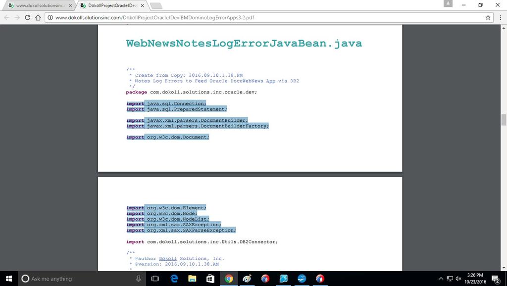 okay, let's copy this code an pop it in JDeveloper to collect data from IBM