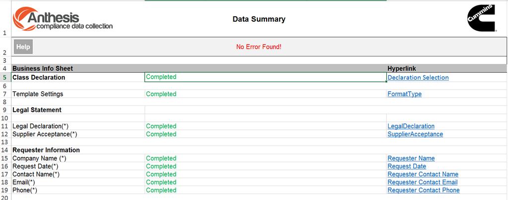 Step 4: Data Summary Tab Check the Data Summary tab to ensure that all data elements are Completed and the message
