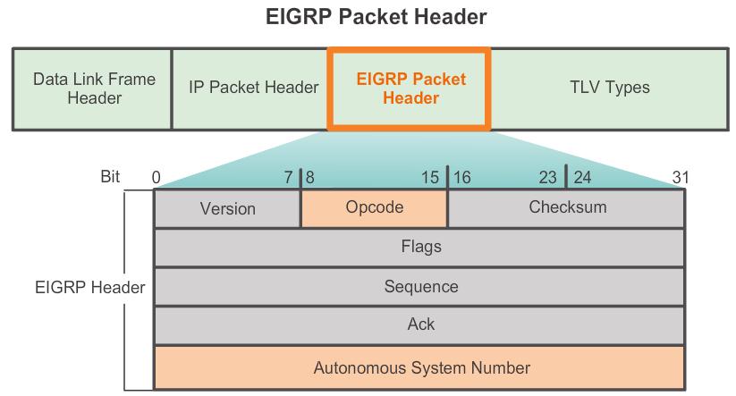 Opcode: EIGRP Packet Type: Update (1), Request (2), Query (3), Reply (4),
