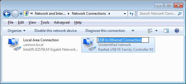Set up network adapter 1. Open Network and Sharing Center on the PC. 2. Click Change adapter settings. The Network Connections window opens.