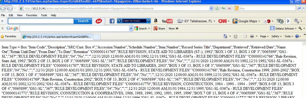 The screen shot above shows a sample text file containing the exported search results.