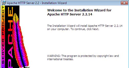 Part 7 - Installing Apache HTTP Server 2.2.14 1. Login as the administrative ID created for the class. 2. Run apache_2.2.14-win32-x86-no_ssl.msi from the C:\Software\Apache folder. 3.