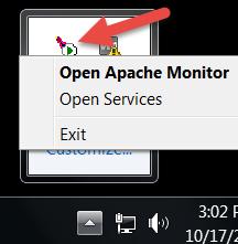21. Right click the task bar and select Open Apache